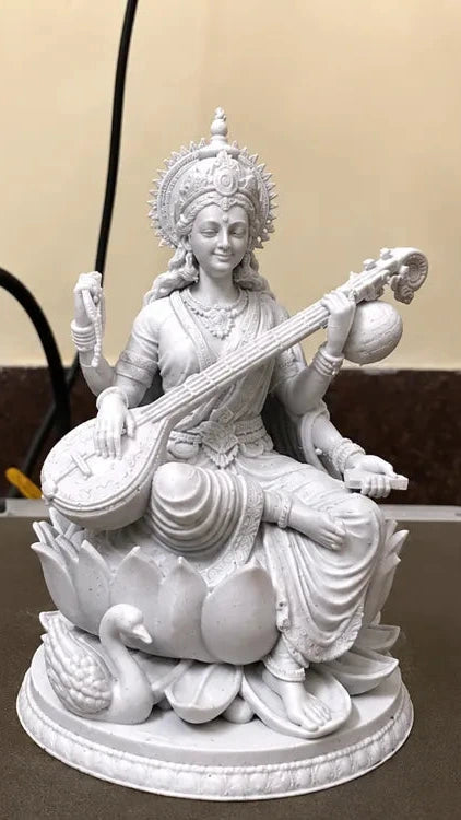 Saraswati Divine Sculpture – 3D Printed Hindu Goddess of Wisdom Idol by 3D Divine | FOFUS, Thrissur Kerala