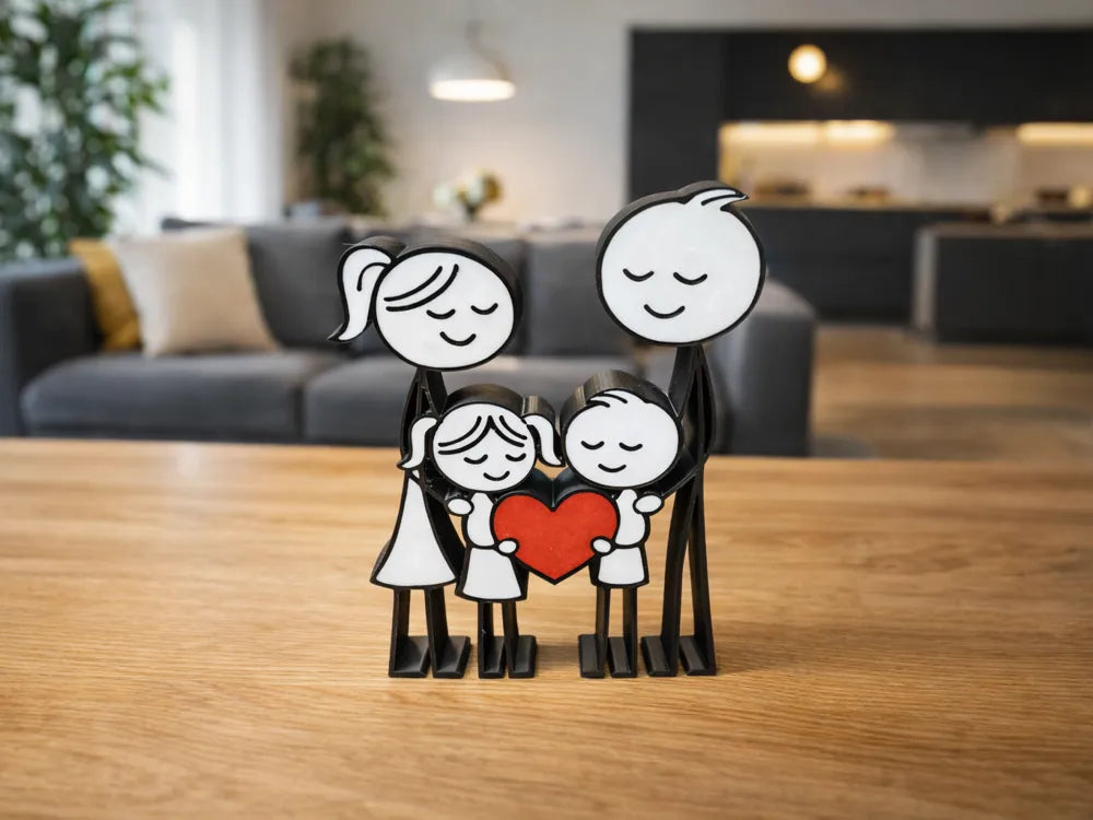 Family Figurines Heart – 3D Printed Family Love Heart Keepsake Sculpture by FOFUS, Thrissur Kerala