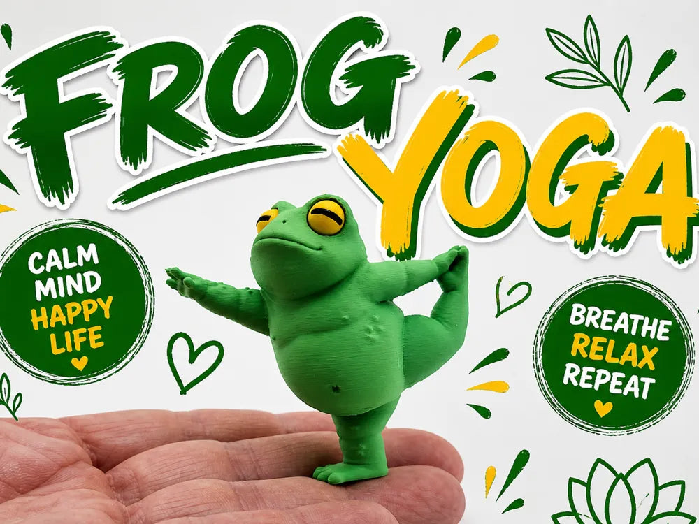 Zen Frog Yoga Figure – 3D Printed Meditating Frog Desk Decor by FOFUS, Thrissur Kerala