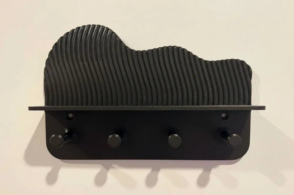 WaveShelf Key and Entry Organizer angle – 3D Printed Wave-Shaped Entryway Key Rack by FOFUS Kerala