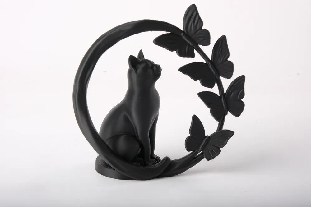 Elegant Cat Surrounded by Butterflies