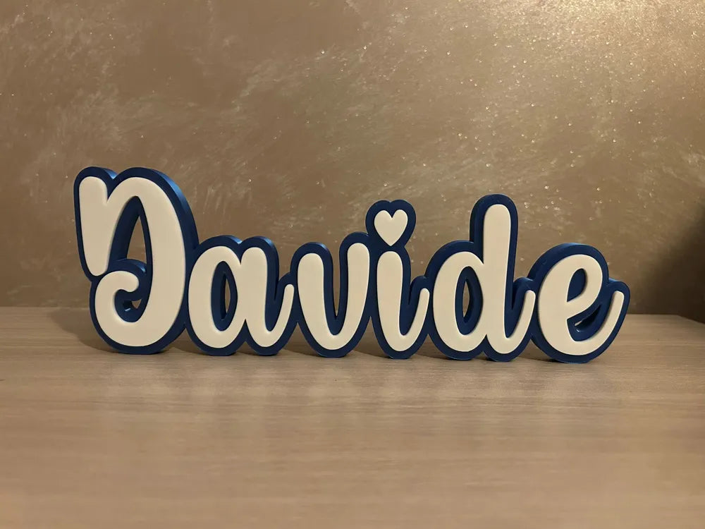 Cursive Heart Name Sign angle – 3D Printed Romantic Custom Decor by FOFUS Kerala