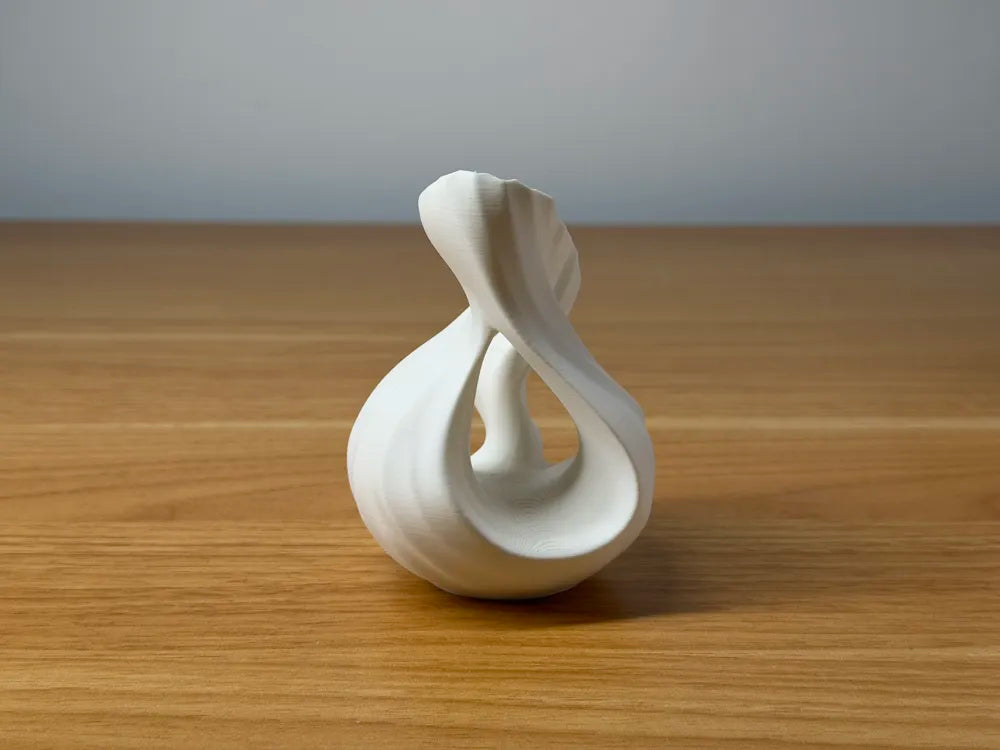 Twin Flow Sculptural Decor angle – 3D Printed Abstract Minimalist Home Sculpture by FOFUS Kerala