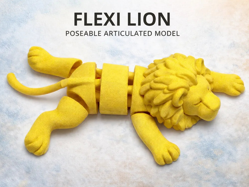 Flexi Articulated Lion Figurine – 3D Printed Poseable Lion Toy by FOFUS, Thrissur Kerala