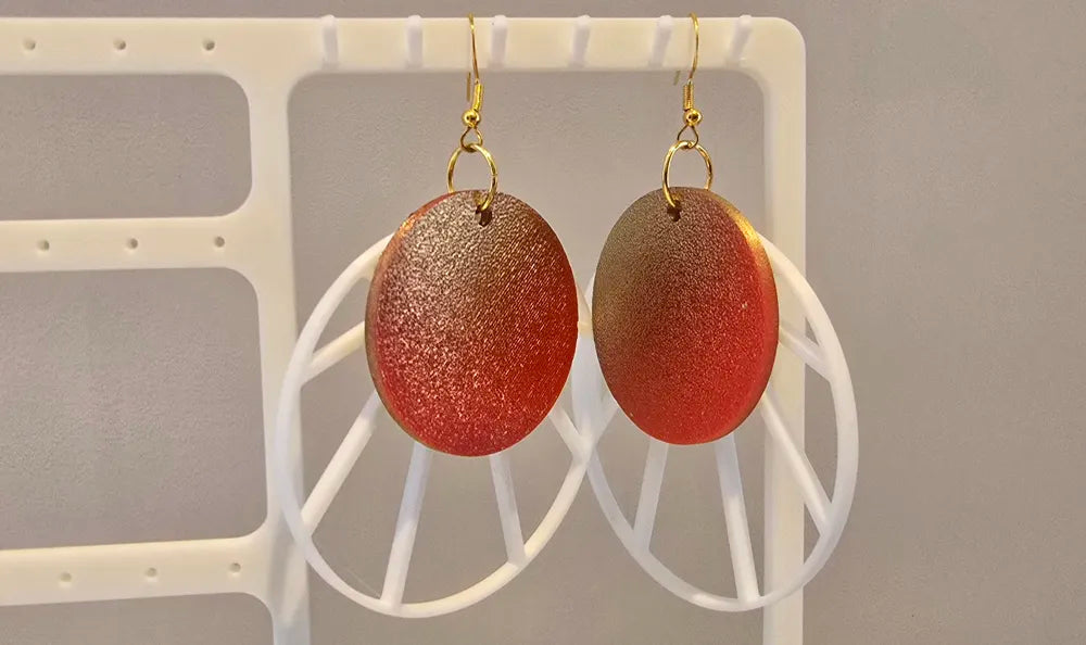Sunset Earrings angle – 3D Printed Golden Hour Warm Jewellery by FOFUS Kerala