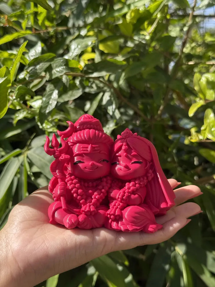 Shiva Parvati Chibi Figure side – Kawaii 3D Printed Sacred Couple Idol by FOFUS Kerala