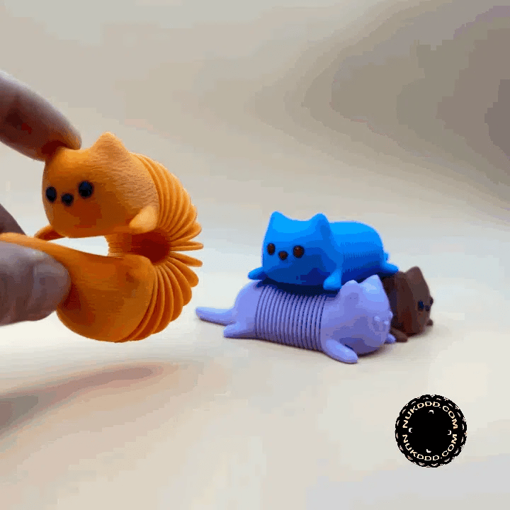 Springy Kitty Flexi Fidget angle – 3D Printed Articulated Cat Fidget Toy by FOFUS Kerala