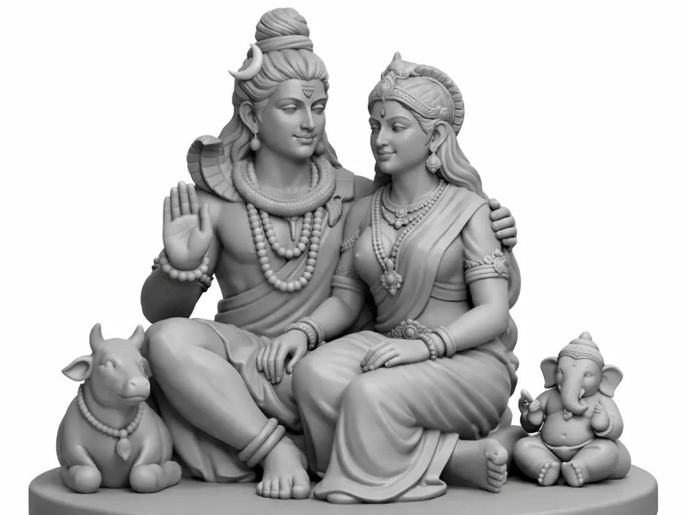 Shiv Parvati with Ganesha and Nandi – 3D Printed Divine Family Idol by 3D Divine | FOFUS, Thrissur Kerala