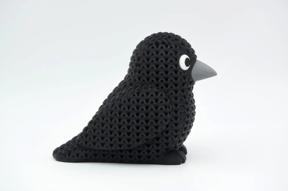 Knitted Crow Decorative Figurine angle – 3D Printed Gothic Whimsical Bird Sculpture by FOFUS Kerala