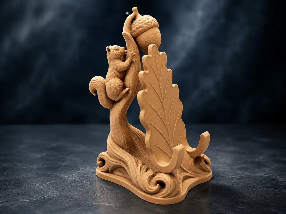 Cute Squirrel and Acorn Phone Stand Holder – 3D Printed Desk Accessory by FOFUS, Thrissur Kerala