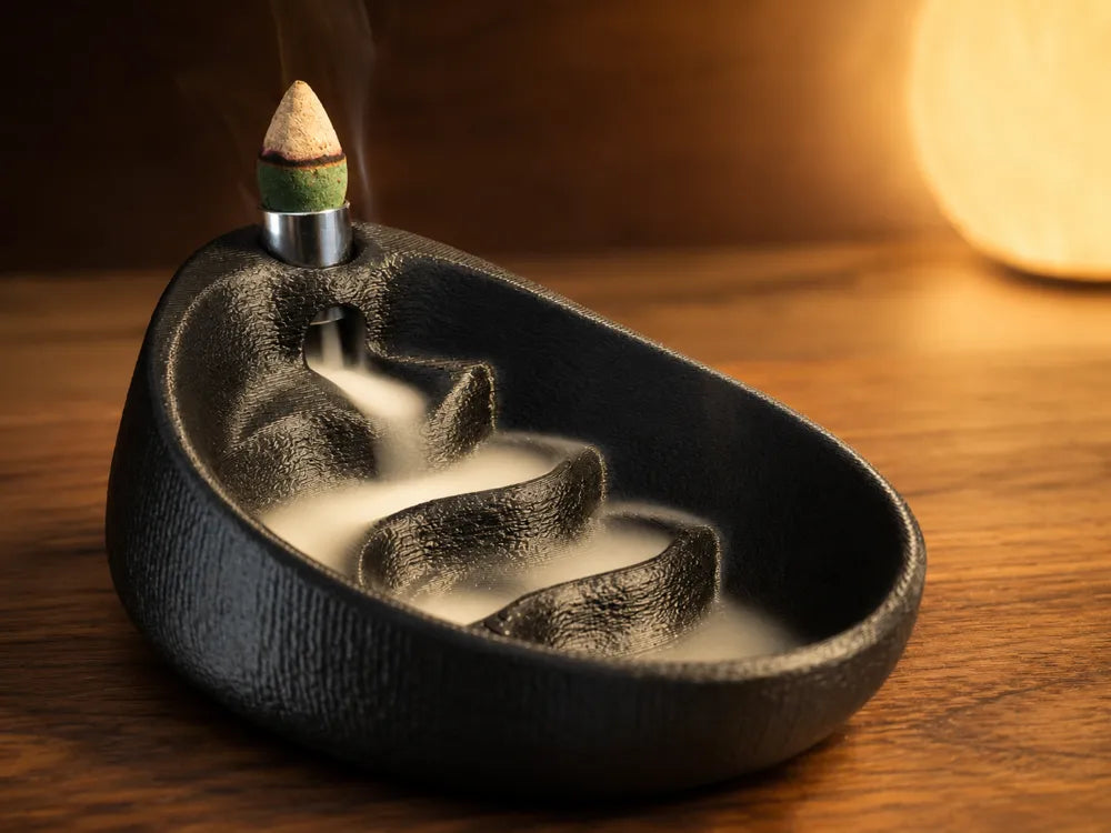 Minimalist Backflow Incense Burner Metal Insert – 3D Printed Incense Waterfall Holder by FOFUS, Thrissur Kerala