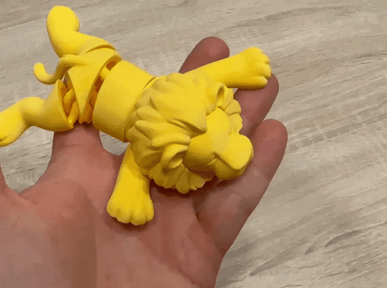 Flexi Articulated Lion Figurine angle – 3D Printed Poseable Lion Toy by FOFUS Kerala
