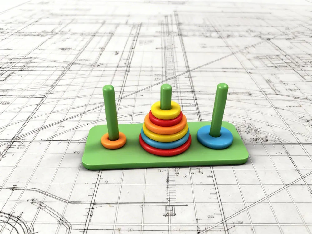 Tower of Hanoi Puzzle Toy – 3D Printed Logic Brain Teaser for Kids by MAYANS | FOFUS, Thrissur Kerala