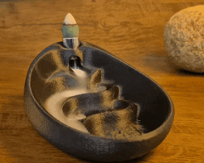 Minimalist Backflow Incense Burner angle – 3D Printed Incense Waterfall Holder by FOFUS Kerala