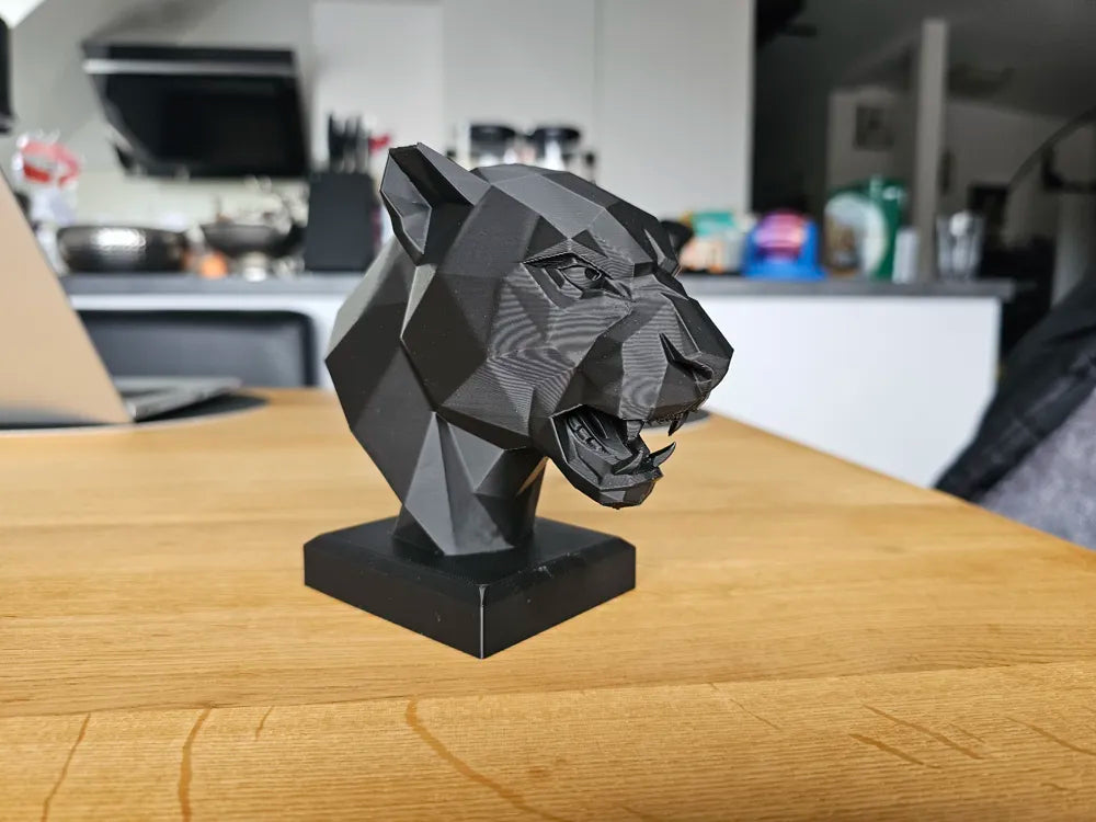Geometric Panther Bust angle – 3D Printed Bold Modern Art by FOFUS Kerala
