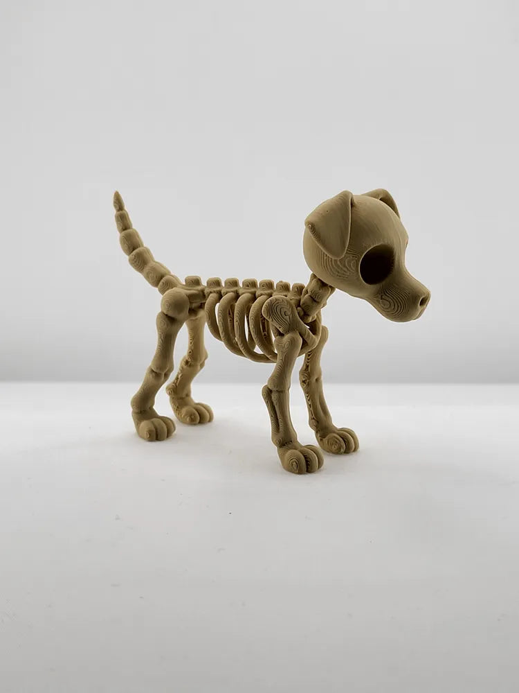 Cute Skeleton Dog Figurine angle – 3D Printed Gothic Spooky Cute Dog Collectible by FOFUS Kerala