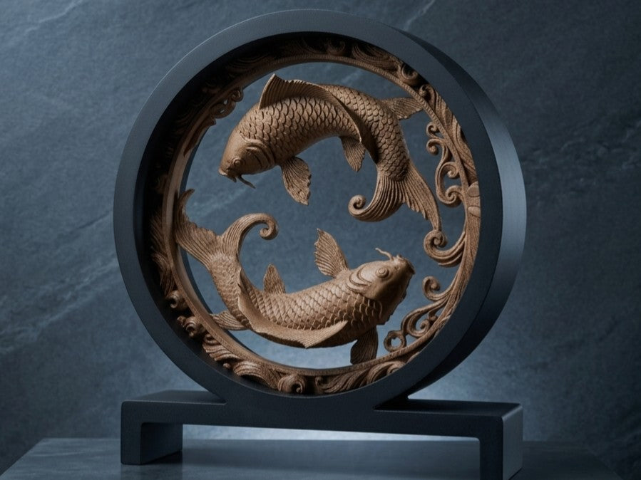 Circular Koi Fish Sculpture