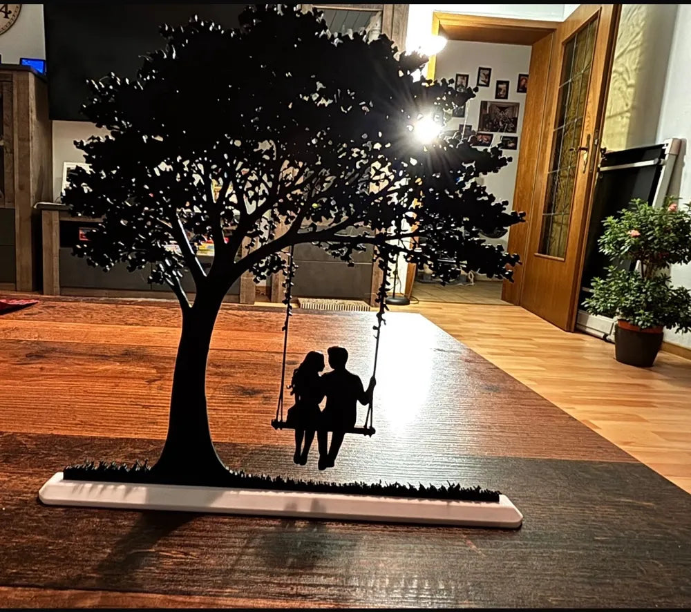Spring Swing Couple Wall Art angle – 3D Printed Romantic Decor by FOFUS Kerala