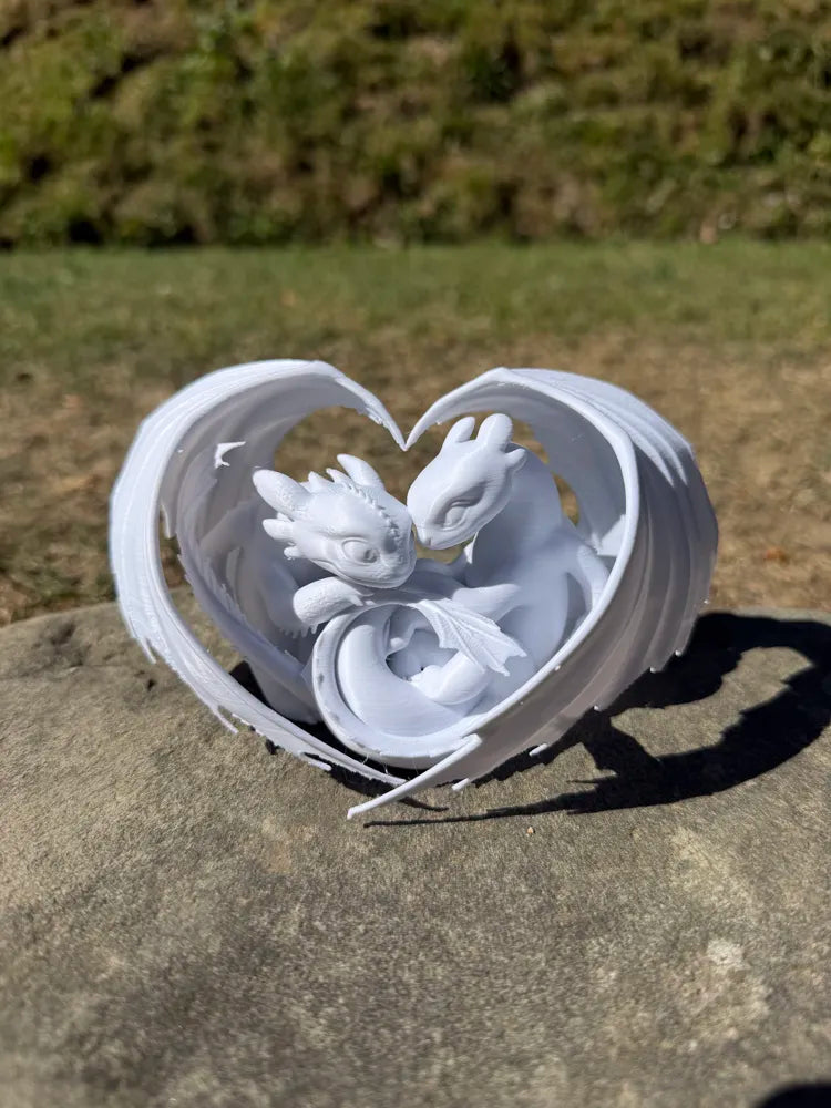 Toothless and White Fury Dragon angle – 3D Printed How to Train Your Dragon Collectible by FOFUS Kerala