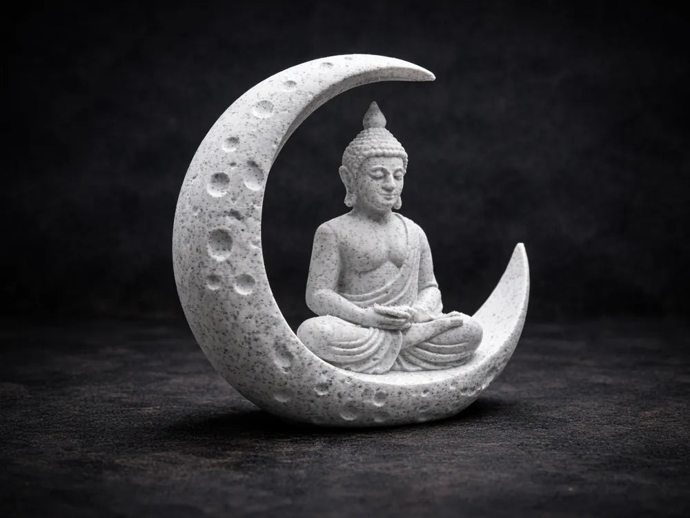 Zen Moon Buddha Meditation Sculpture – 3D Printed Spiritual Art by 3D Divine | FOFUS, Thrissur Kerala