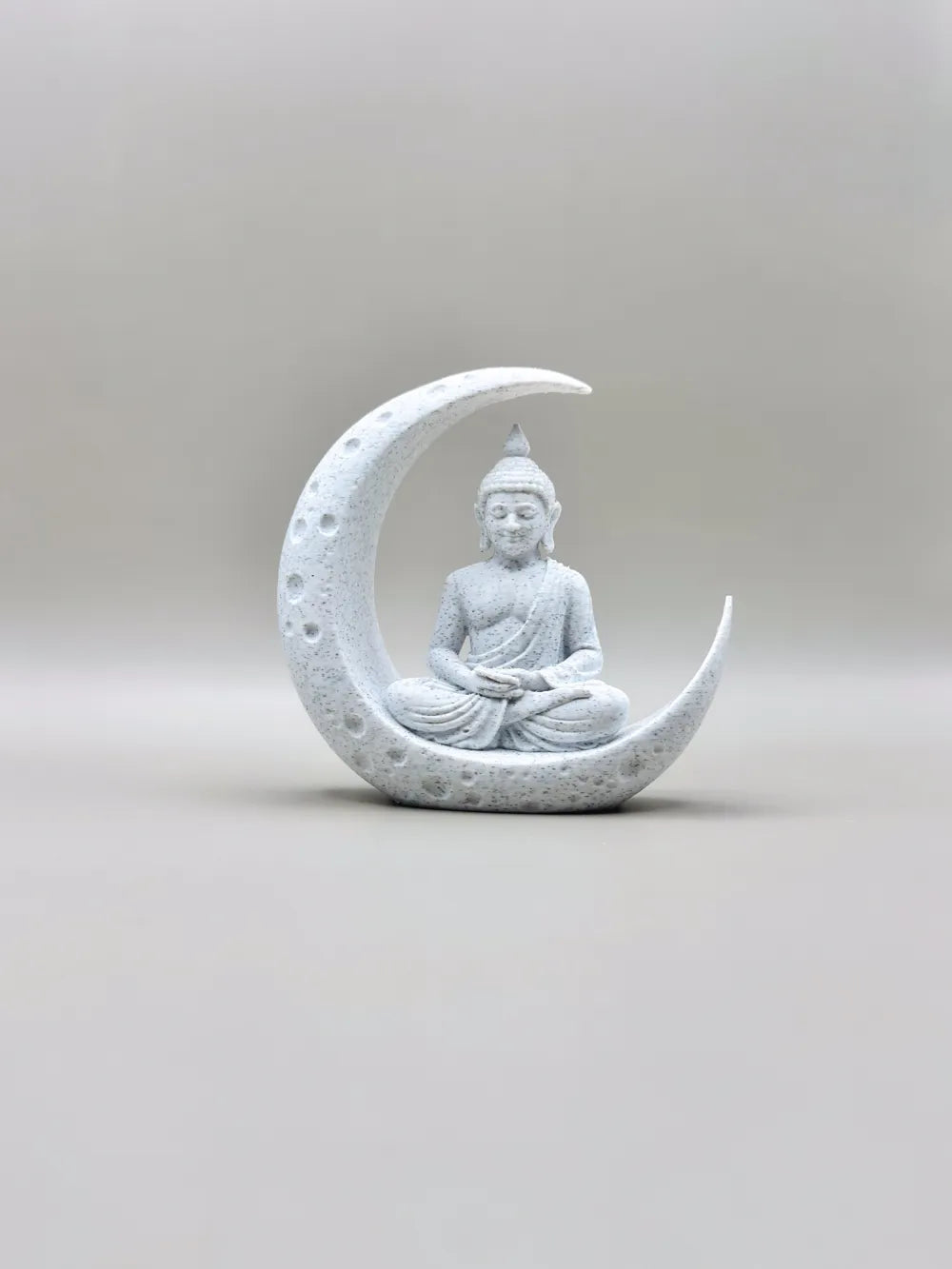 Zen Moon Buddha Sculpture angle – 3D Printed Buddhist Meditation Art by FOFUS Kerala