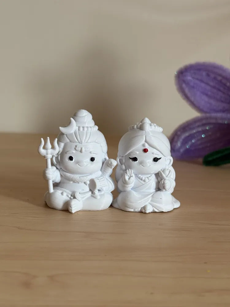 Shiva Parvati Chibi Idol angle view – Kawaii 3D Printed Hindu Couple Statue by FOFUS Kerala