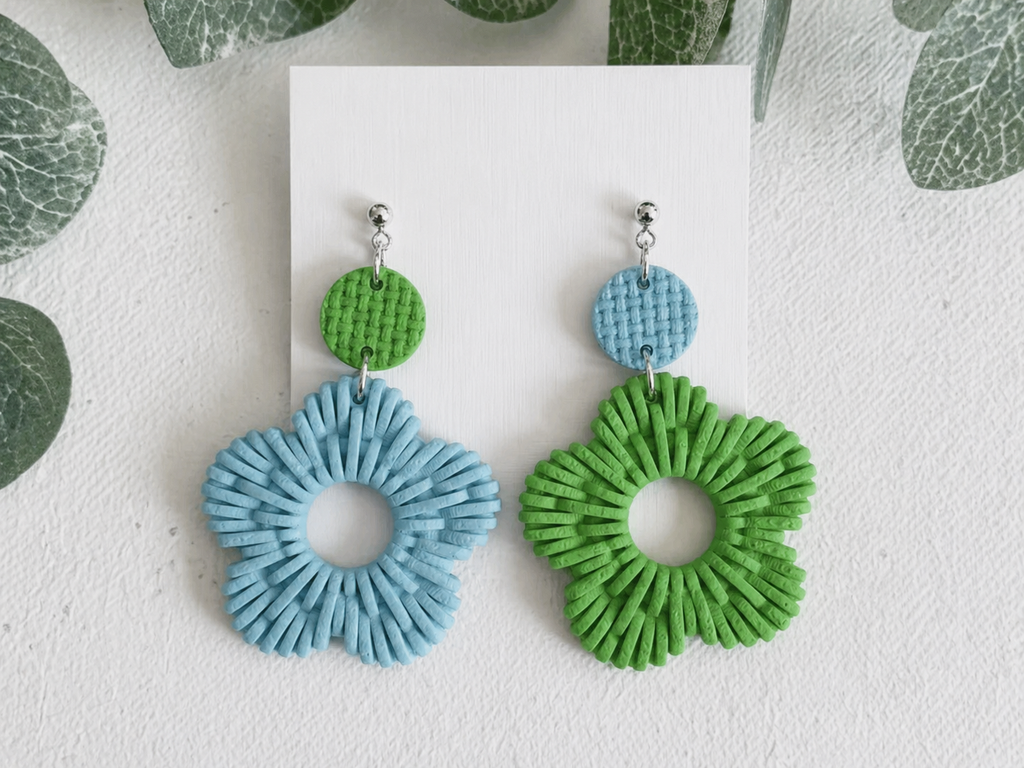 Woven Bloom Earrings – 3D Printed Floral Woven Texture Jewellery by FOFUS, Thrissur Kerala
