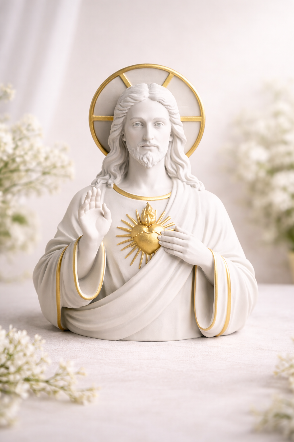 Sacred Heart of Jesus Figurine side view – 3D Printed Christian Statue by FOFUS Kerala