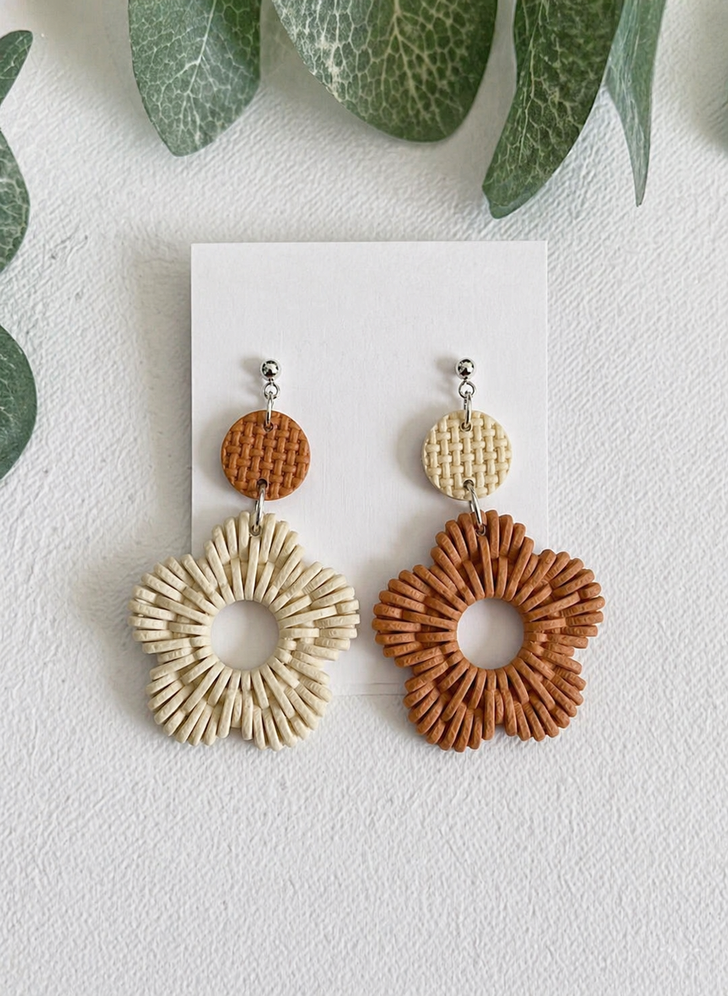 Woven Bloom Earrings angle – 3D Printed Floral Woven Jewellery by FOFUS Kerala