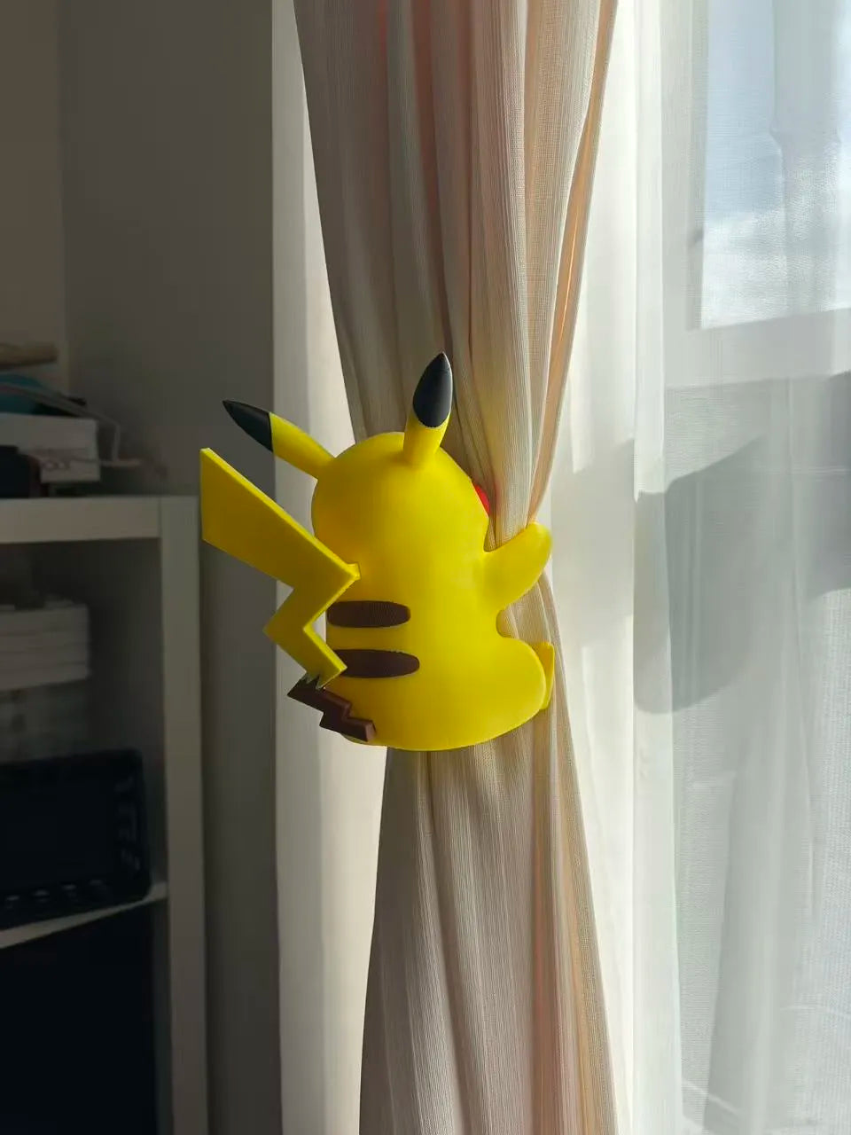 Pikachu Curtain Holdback angle – 3D Printed Pokémon Room Decor Hook by FOFUS Kerala