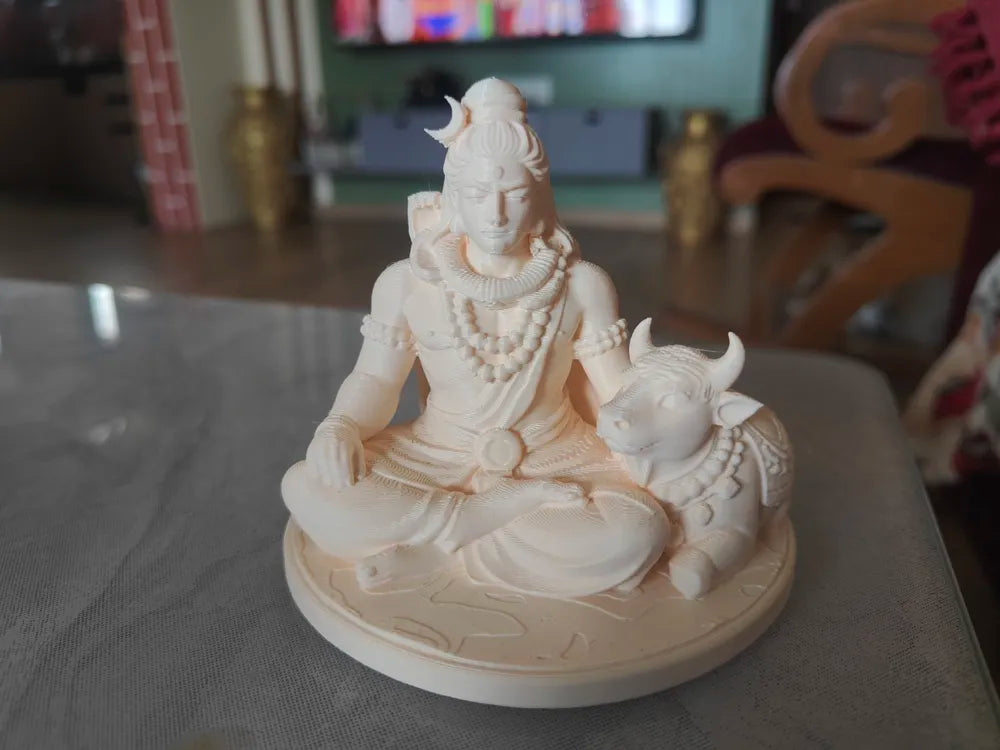 Shiva Nandi Sacred Duo angle view – Premium 3D Printed Divine Idol by FOFUS Kerala