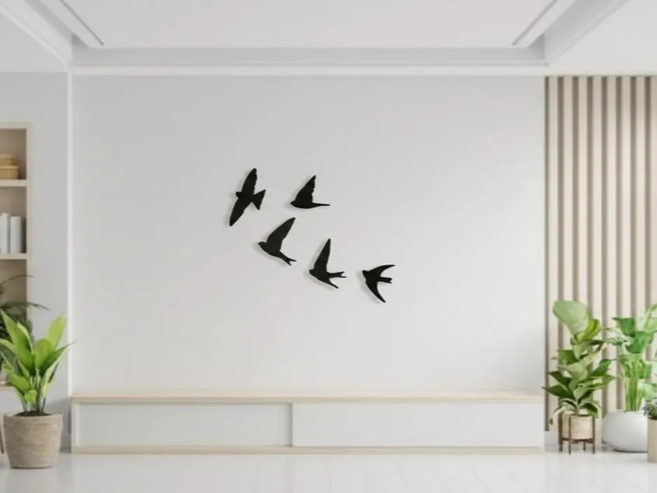 Decorative Flying Birds Set Wall Art – 3D Printed Bird Flock Wall Sculpture by FOFUS, Thrissur Kerala