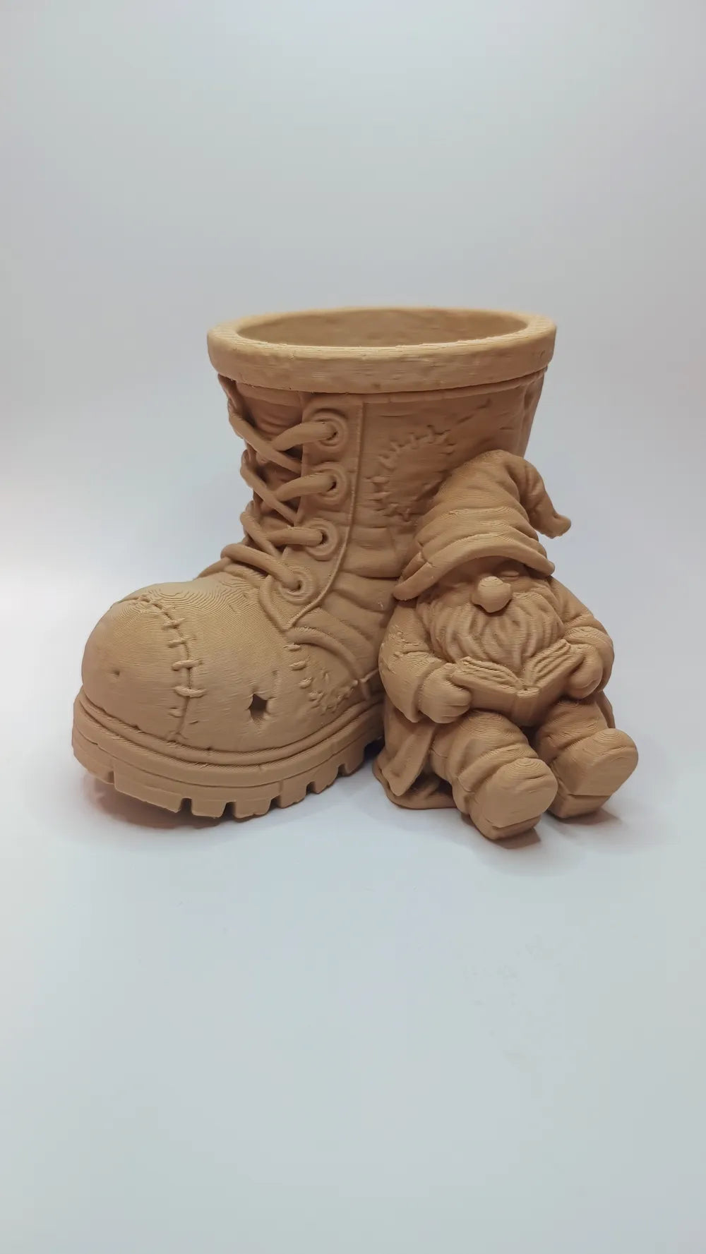 Gnome in Boot Planter angle – 3D Printed Whimsical Garden Planter by FOFUS Kerala