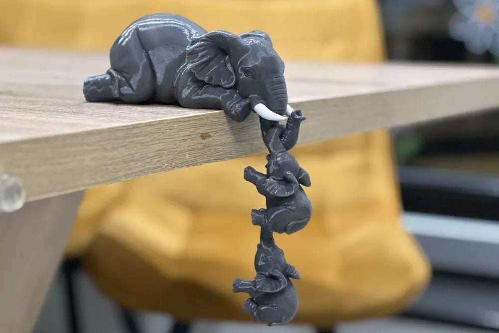 Hanging Elephant Family Decor angle – 3D Printed Lucky Elephant Set by FOFUS Kerala