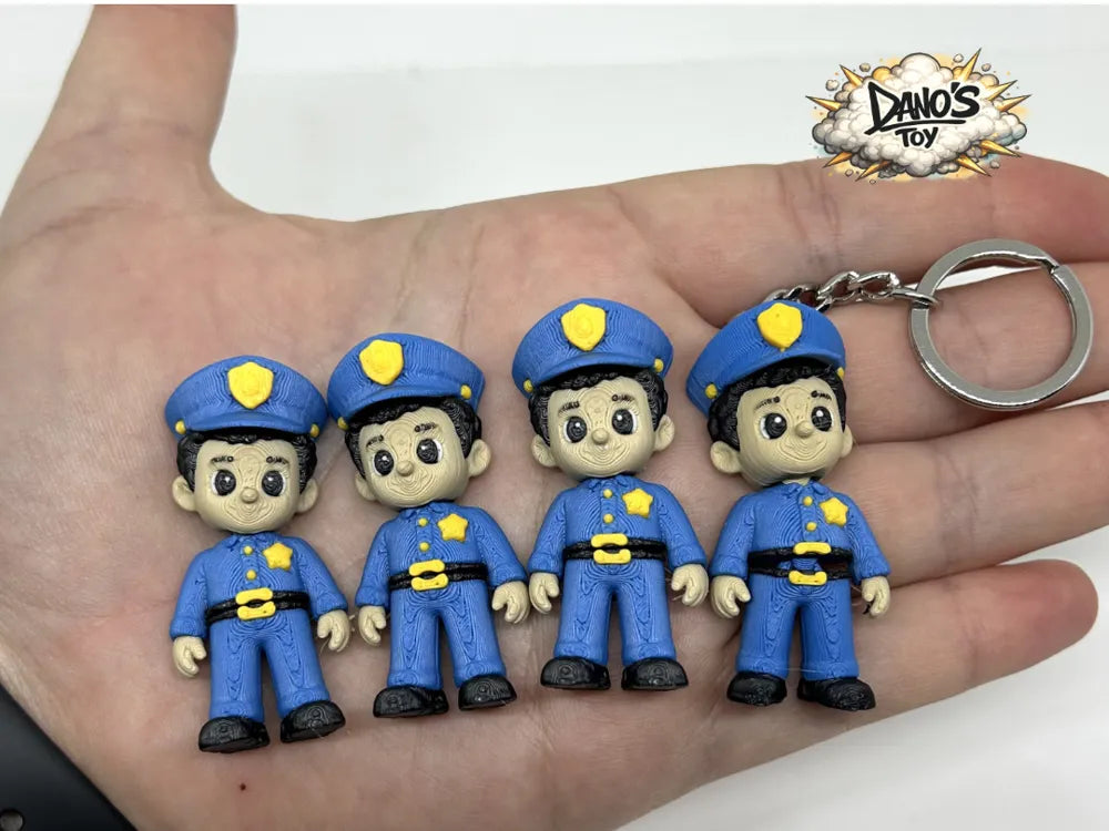 Mini Flexi Police Officer Figurine – 3D Printed Articulated Police Toy by FOFUS, Thrissur Kerala
