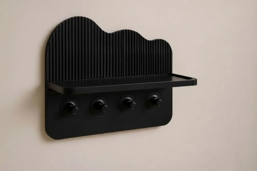WaveShelf Key and Entry Organizer detail – 3D Printed Wave-Shaped Entryway Key Rack by FOFUS Kerala