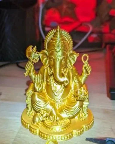 Radiant Gold Ganesha Idol detail – 3D Printed Premium Blessing Ganesh by 3D Divine FOFUS Kerala