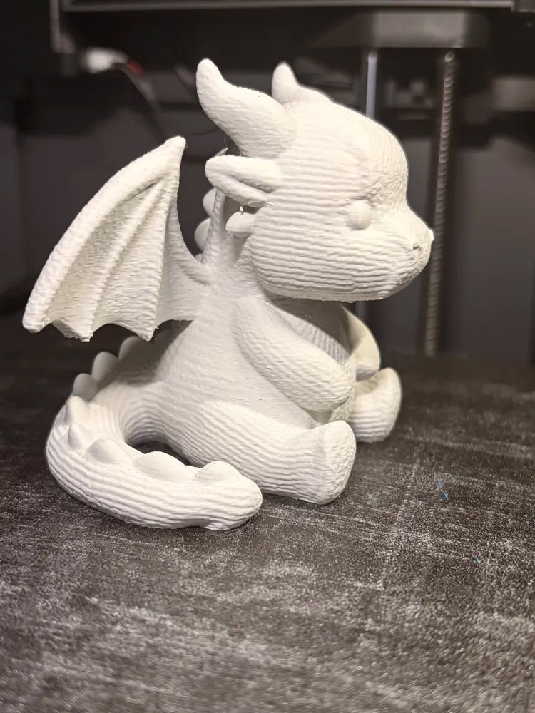 Knitted Cute Dragon Figurine angle – 3D Printed Whimsical Fantasy Dragon Collectible by FOFUS Kerala