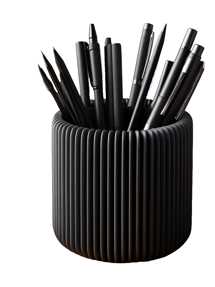 Modern ribbed pen holder