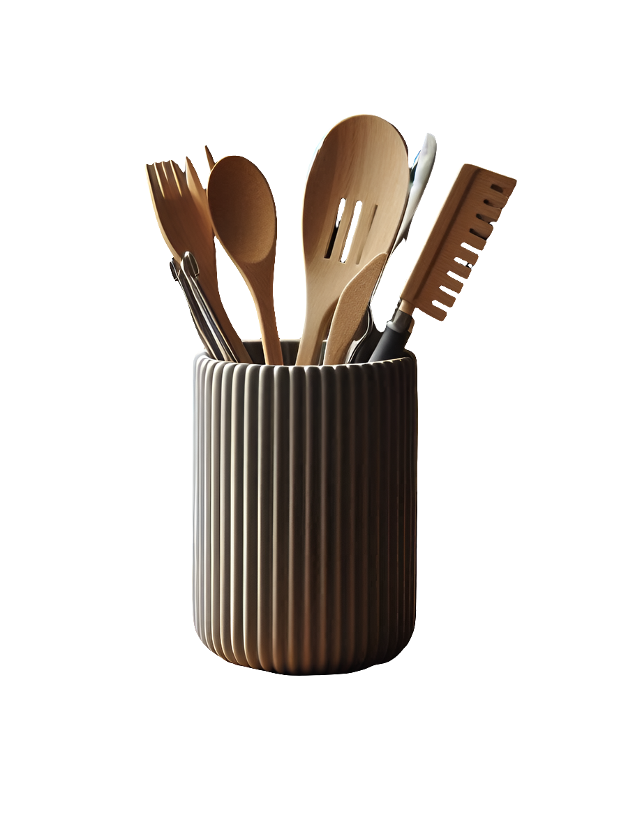 Ribbed cutlery holder