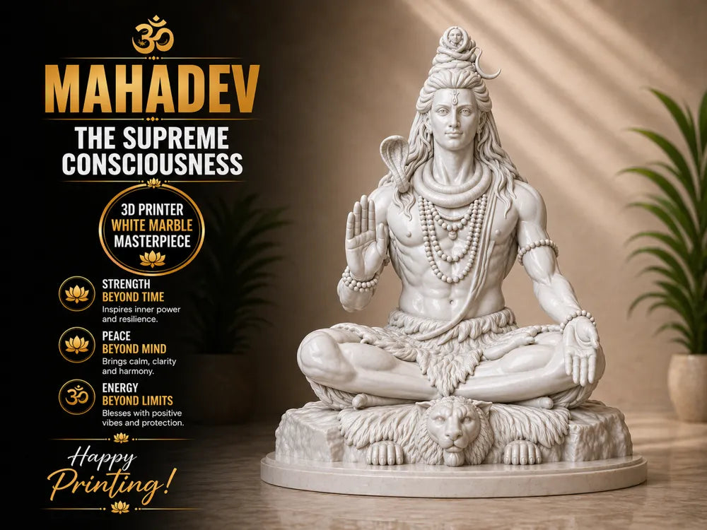 Lord Shiva Statue Eternal Creator – 3D Printed Mahadev Hindu Idol by 3D Divine | FOFUS, Thrissur Kerala