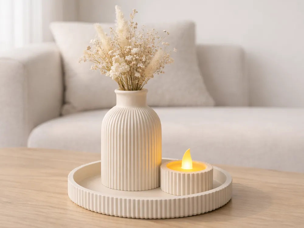 Decoration Set Vase Candle Holder and Tray – 3D Printed Home Styling Set by FOFUS, Thrissur Kerala