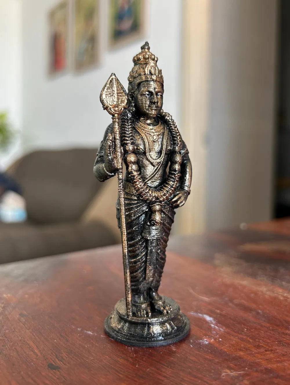 Murugan deity figurine side view – premium 3D printed sacred idol by 3D Divine FOFUS GNILABS LLP