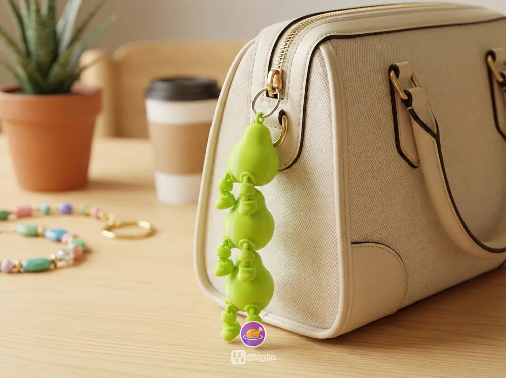 Articulated Fruit Keychains detail – 3D Printed Flexi Fruit Shaped Keychain Set by FOFUS Kerala