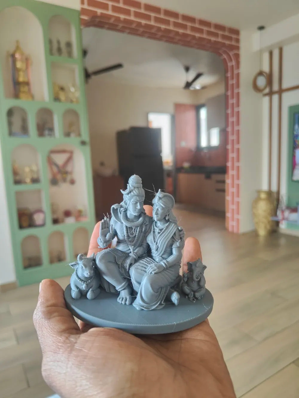 Shiva Parvati Ganesha Nandi family sculpture angle – 3D Printed Sacred Idol by FOFUS Kerala