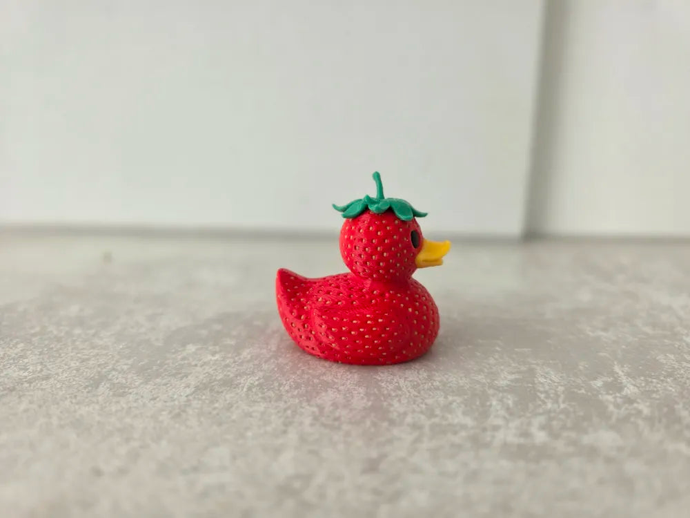 Strawberry Duck Novelty Figurine detail – 3D Printed Cute Strawberry Duck by FOFUS Kerala