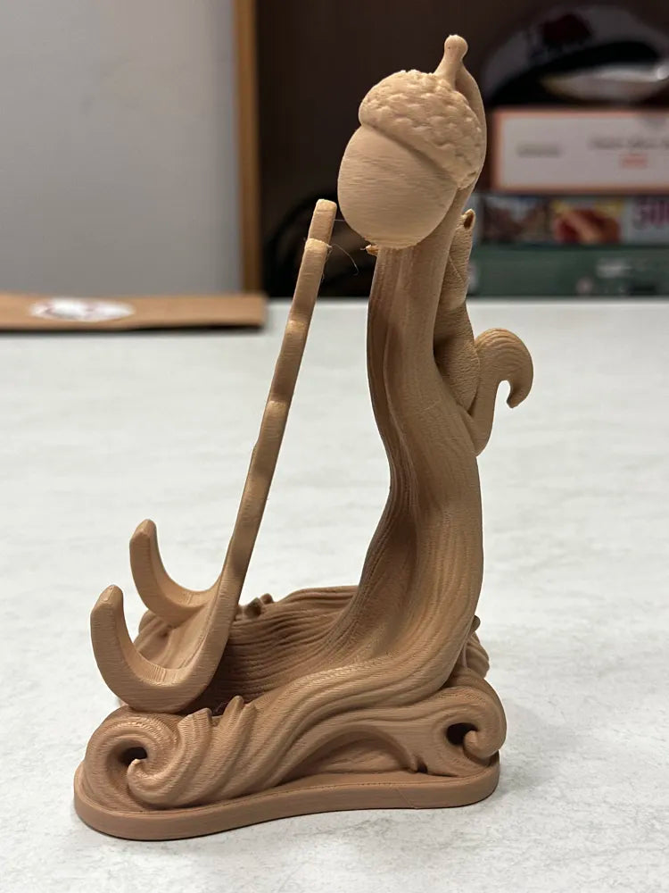 Cute Squirrel and Acorn Phone Stand angle – 3D Printed Desk Accessory by FOFUS Kerala