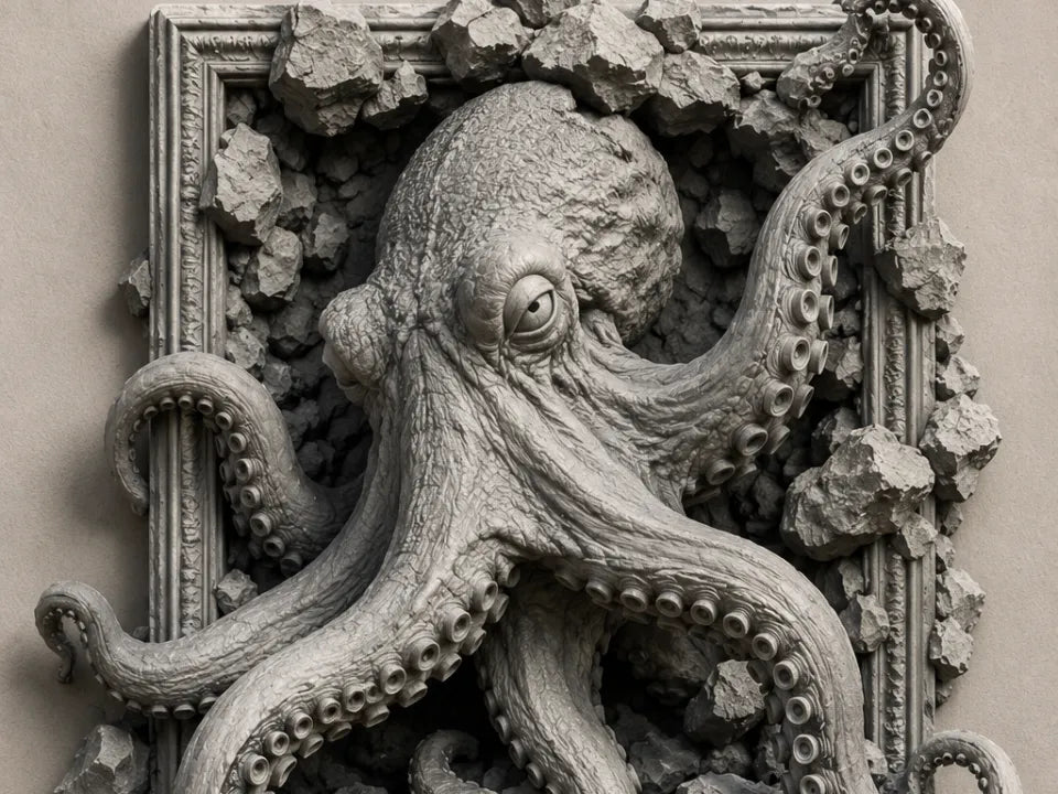 Octopus in Frame Wall Art – 3D Printed Nautical Marine Wall Sculpture by FOFUS, Thrissur Kerala