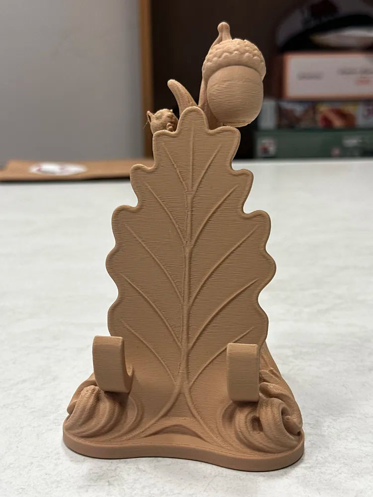 Cute Squirrel and Acorn Phone Stand detail – 3D Printed Desk Accessory by FOFUS Kerala