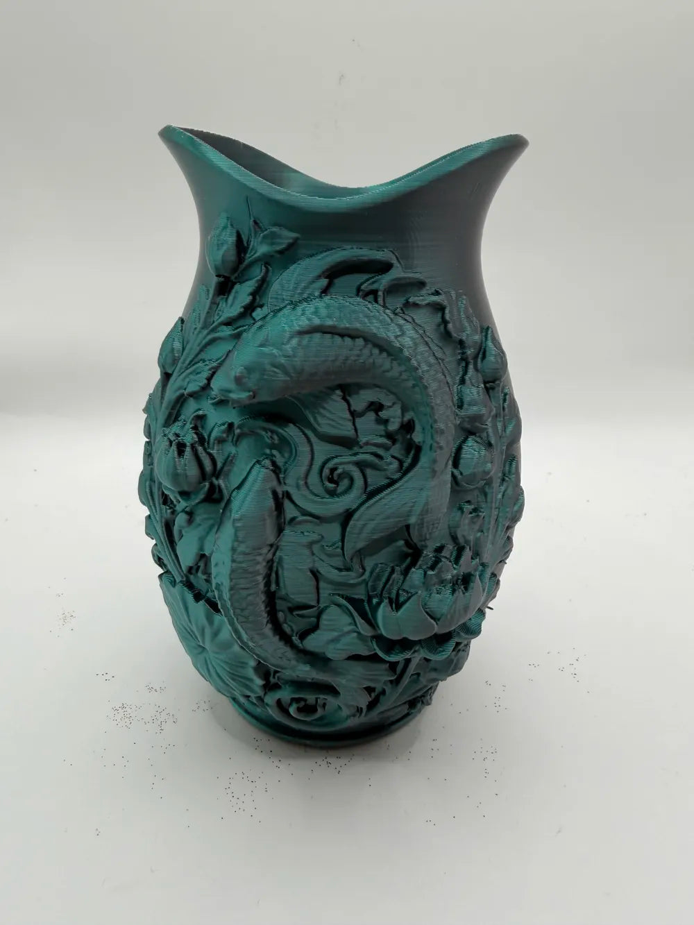 Koi Harmony Vase angle – 3D Printed Japanese-Inspired Sculptural Koi Vase by FOFUS Kerala